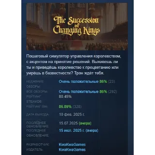 Купить The Succession of Changing Kings АВТОДОСТАВКА STEAM РОССИЯ