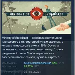 Купить Ministry of Broadcast АВТОДОСТАВКА STEAM GLOBAL МГНОВЕННО ЛИЦЕНЗИЯ