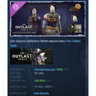 Купить The Outlast Trials - Porcelain Observer Pack DLC АВТОДОСТАВКА STEAM РОССИЯ