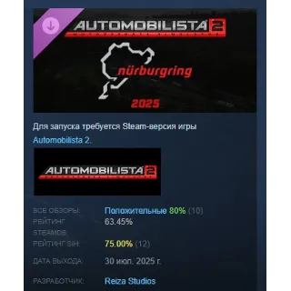 Купить Automobilista 2 - Nurburgring 2025 DLC АВТОДОСТАВКА STEAM РОССИЯ