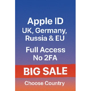 Купить 🚀 Apple ID Европа — UK, DE, RU | Full Access, No 2FA 🔒