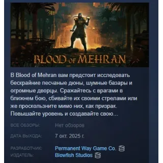Купить Blood of Mehran АВТОДОСТАВКА STEAM GLOBAL МГНОВЕННО ЛИЦЕНЗИЯ