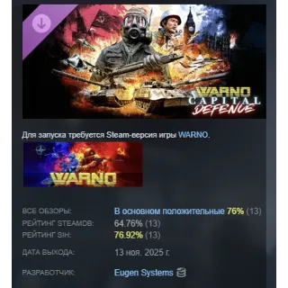 Купить WARNO - Nemesis #4 - Capital Defence АВТО STEAM РОССИЯ