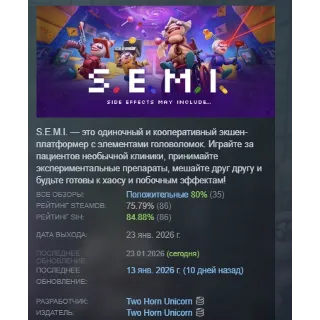 Купить S.E.M.I. – Side Effects May Include... STEAM РОССИЯ