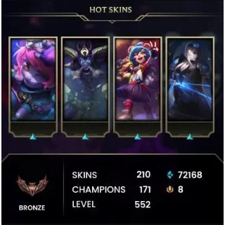 Купить LEAGUE OF LEGENDS 💎 552 лвл/210 скинов/Полный доступ + 🎁