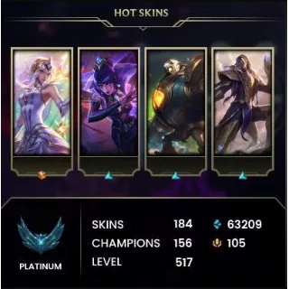 Купить LEAGUE OF LEGENDS + VALORANT 💎 517 лвл | 184 скина + 🎁