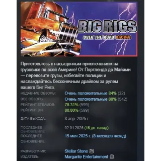 Купить Big Rigs: Over the Road Racing АВТО STEAM РОССИЯ