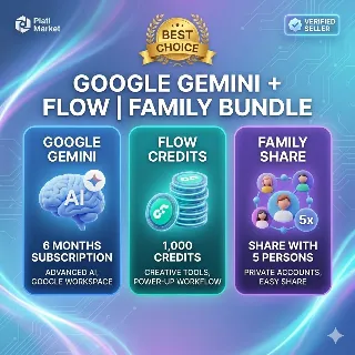 Купить Flow 1000 credits Google Gemini 6, Месяцев, Разрешен Семейный Доступ