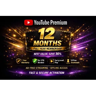 Купить 🔥 YouTube Premium 12 месяцев Global ⭐ Без VPN | Россия | Гарантия 12 мес ✅