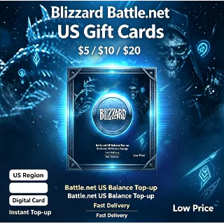 Купить Подарочные карты Blizzard Battle.net для США на сумму 5/10/20 долларов | Пополнение