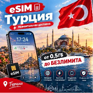 Купить eSIM - Турция | Мобильный Интернет | от 0.5 Гб до Безлимита