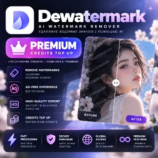 Купить Dewatermark Premium | Удаление водяных знаков | Пополнение Credits | Без рекламы | Эк