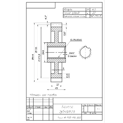 Зубчатое колесо m=4,5; z=30 - чертеж в программе AutoCAD - irongamers.ru