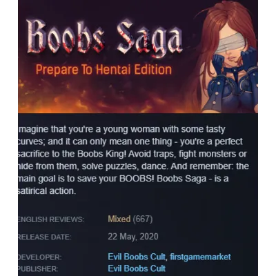 STEAM KEY - BOOBS SAGA: Prepare To Hentai Edition (18+) - [РФ + REGION FREE/GLOBAL] - irongamers.ru
