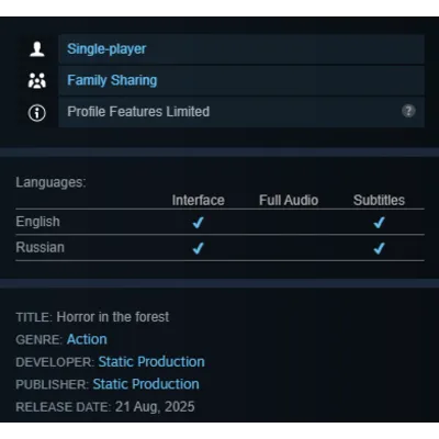 STEAM KEY - Horror in the forest - [РФ + REGION FREE/GLOBAL] - Автодоставка - irongamers.ru
