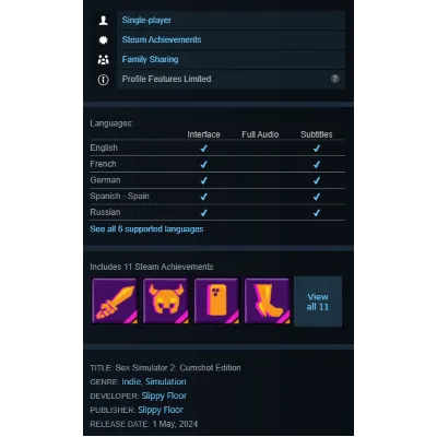 STEAM KEY - Sex Simulator 2: Cumshot Edition (18+) - [РФ + REGION FREE/GLOBAL] - Авто - irongamers.ru
