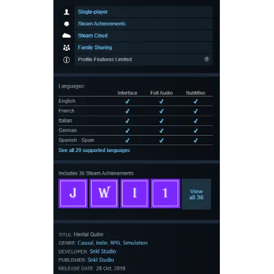 STEAM KEY - Hentai Quilm (18+) - [РФ + REGION FREE/GLOBAL] - Автодоставка - irongamers.ru
