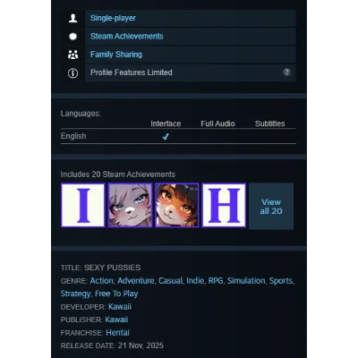 STEAM KEY - SEXY PUSSIES (18+) - [РФ + REGION FREE/GLOBAL] - Автодоставка - irongamers.ru