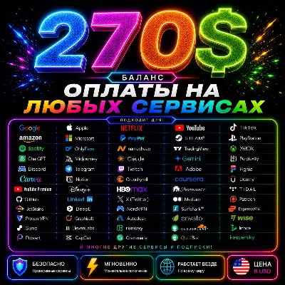 270$ US Карта для оплаты на любых сервисах • Баланс в USD - irongamers.ru