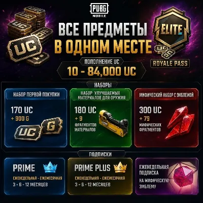PUBG Mobile | UC • Prime • Набор| Пополнение по ID | БЫСТРО - irongamers.ru