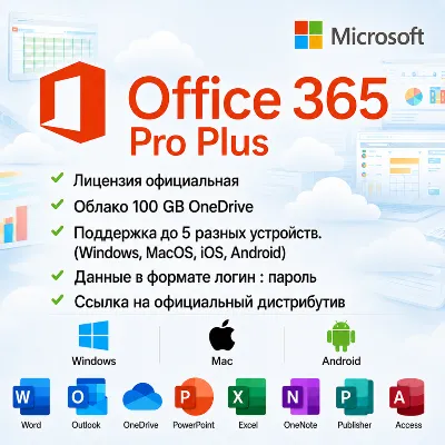 Microsoft Office 365 Pro Plus | Полный набор приложений – для 5 устройств - irongamers.ru