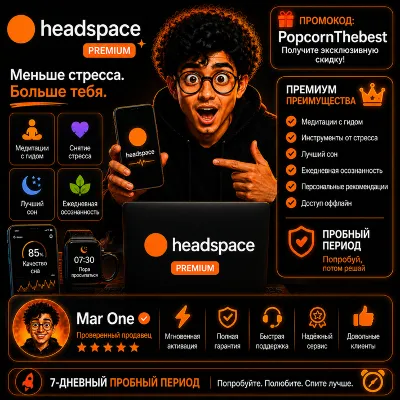 HEADSPACE PREMIUM | 1–12 МЕСЯЦЕВ | ЛИЧНЫЙ АККАУНТ | БЫСТРАЯ АКТИВАЦИЯ | MAR ONE ⭐ - irongamers.ru