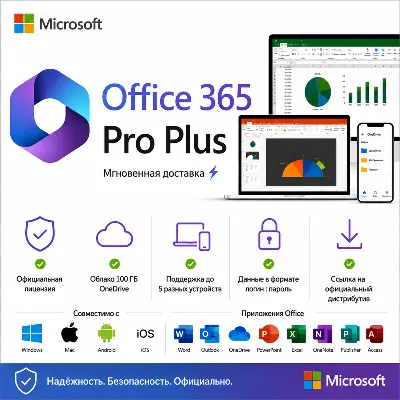 Microsoft Office 365 Pro Plus | Полный набор приложений – для 5 устройств - irongamers.ru