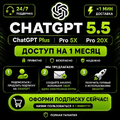 ChatGPT 5.6 Plus и Pro — 1 месяц | Активация и продление |Без входа в аккаунт | Codex - irongamers.ru