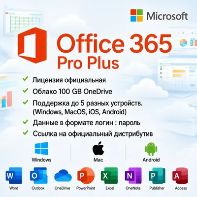 Microsoft Office 365 Pro Plus | Полный набор приложений – для 5 устройств - irongamers.ru