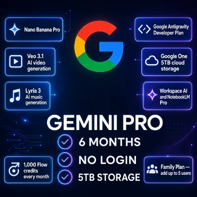 Gemini Pro 6 мес. Семья - 5 мест | 5 ТБ | Ссылка активации | Без карты - irongamers.ru