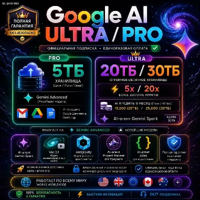 Gemini AI Pro / Ultra 20x | Flow 25k Кредитов | Готовый аккаунт | Мгновенная доставка - irongamers.ru