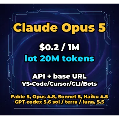 Claude Opus 5 | 20 МЛН ТОКЕНОВ | АВТОВЫДАЧА 24/7 | API VS•Code/Cursor/CLI/Боты - irongamers.ru