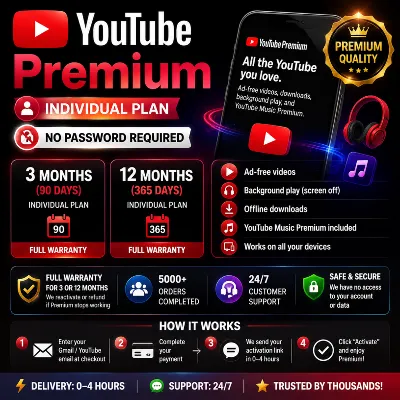 YouTube Premium 3 / 12 месяцев ⏳ | Индивидуальный доступ | Без пароля | - irongamers.ru