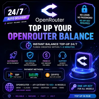 24/7 АВТО | Пополнение OpenRouter | Без логина | Моментальная выдача - irongamers.ru