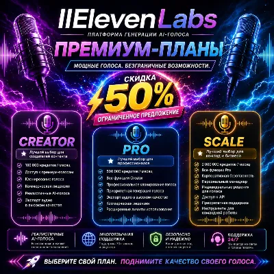 Официальные премиум-планы ElevenLabs | Creator • Pro • Scale | Скидка до 50% - irongamers.ru