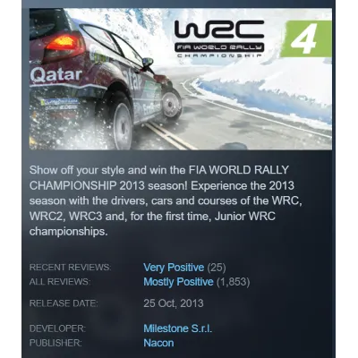 WRC 4 FIA World Rally Championship (Steam Key GLOBAL) - irongamers.ru