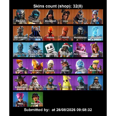 Мгновенный доступ • FN (все платформы) • 32 skins Predator • 500 VB • Полный доступ - irongamers.ru
