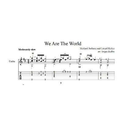 We Are The World (Майкл Джексон) ноты для гитары - irongamers.ru