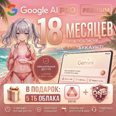 [АВТОВЫДАЧА 24/7] Google AI PRO 18 Месяцев | НА ВАШ АККАУНТ | DNS в подарок - irongamers.ru