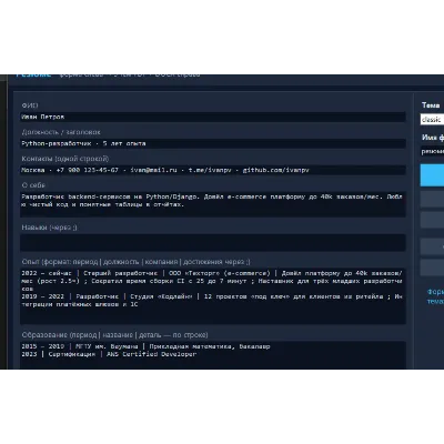 Конструктор резюме: 5 тем PDF + DOCX из одной формы (десктоп-программа) - irongamers.ru
