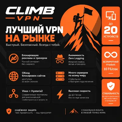 Сlimb VPN | 2 Года, Работает В РФ,Большой Список Локаций | Быстро. Приватно VLESS ВПН - irongamers.ru