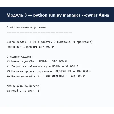 CRM Automation Bundle — self-hosted CRM на Python: воронка, отчёты, Telegram - irongamers.ru