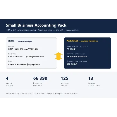 Small Business Accounting Pack — НПД, УСН, взносы, банк-выписки + Excel - irongamers.ru