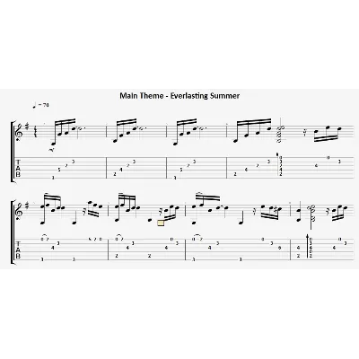 Everlasting summer Main theme - на гитаре ноты+табы