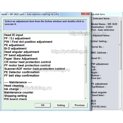 Adjustmen program Epson WF-3620, WF-3640 - irongamers.ru