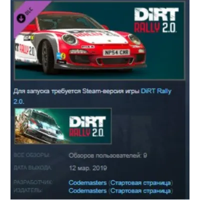 DiRT Rally 2.0 - Porsche 911 RGT Rally Spec STEAM KEY - irongamers.ru