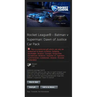 Rocket League - Batman v Superman [RU/CIS Steam Gift] - irongamers.ru