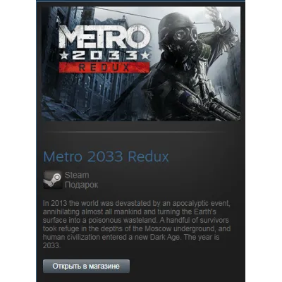 Metro 2033 Redux (Steam Gift Region Free / ROW) - irongamers.ru