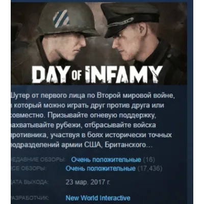 Day of Infamy STEAM KEY РОССИЯ+СНГ СТИМ КЛЮЧ ЛИЦЕНЗИЯ - irongamers.ru