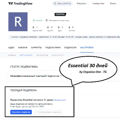 TradingView ESSENTIAL • Оригинал ~ 2 месяца • АНТИБАН - irongamers.ru